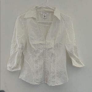 White House Black Market Cream Button-Down Shirt